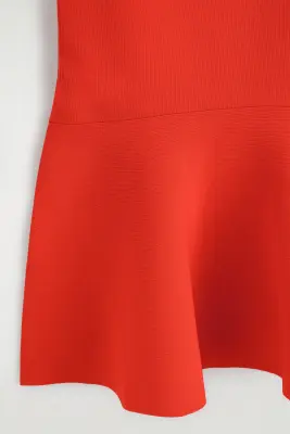 ROBE COURTE TRAPÈZE EN MAILLE - MANDARINE — photo 5