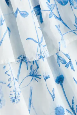 Robe à taille smockée - Blanc/bleu/fleuri — photo 4
