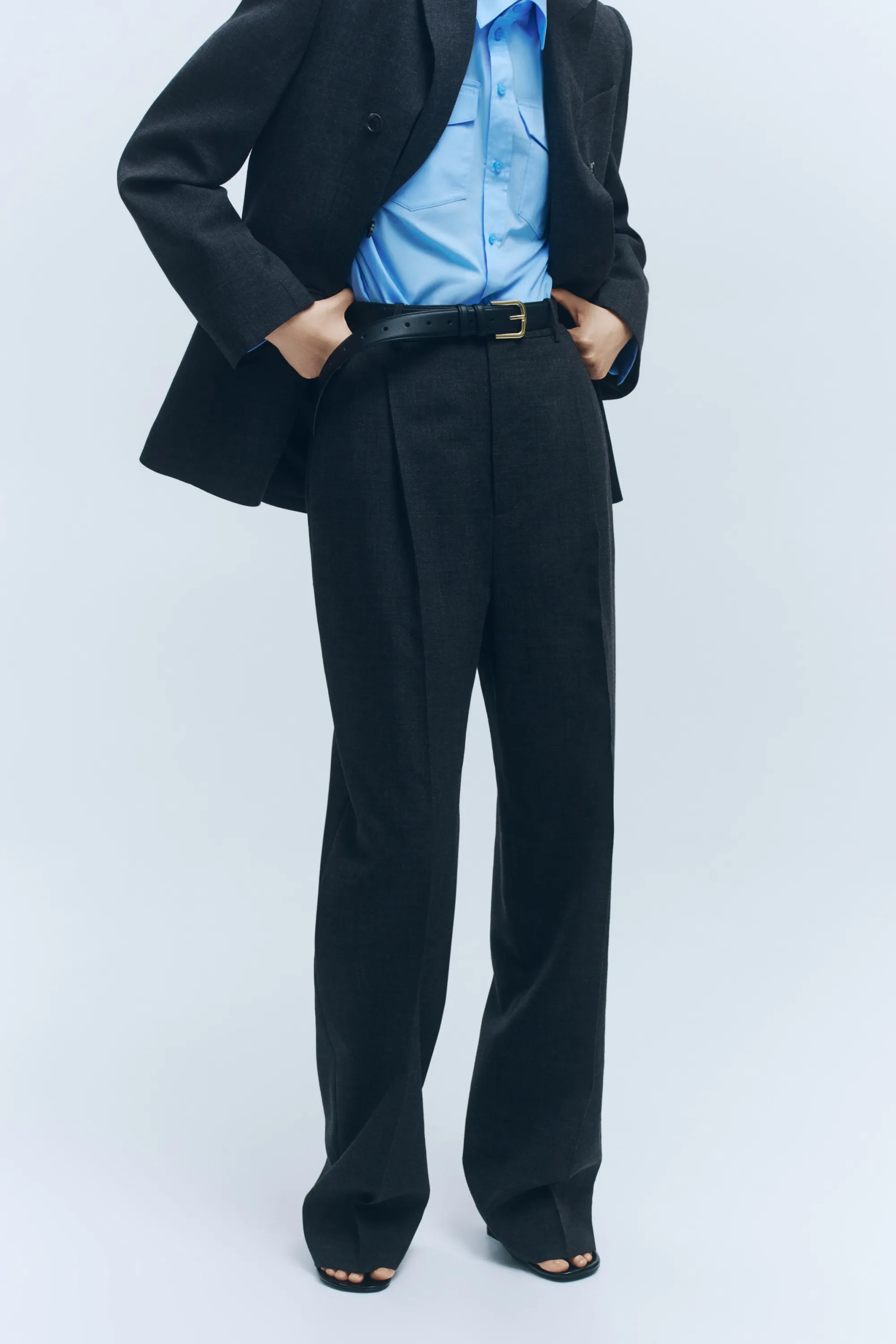Pantalon chic en laine - Dark grey marl