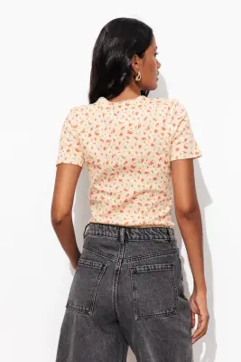 T-shirt pointelle fleurette — photo 4