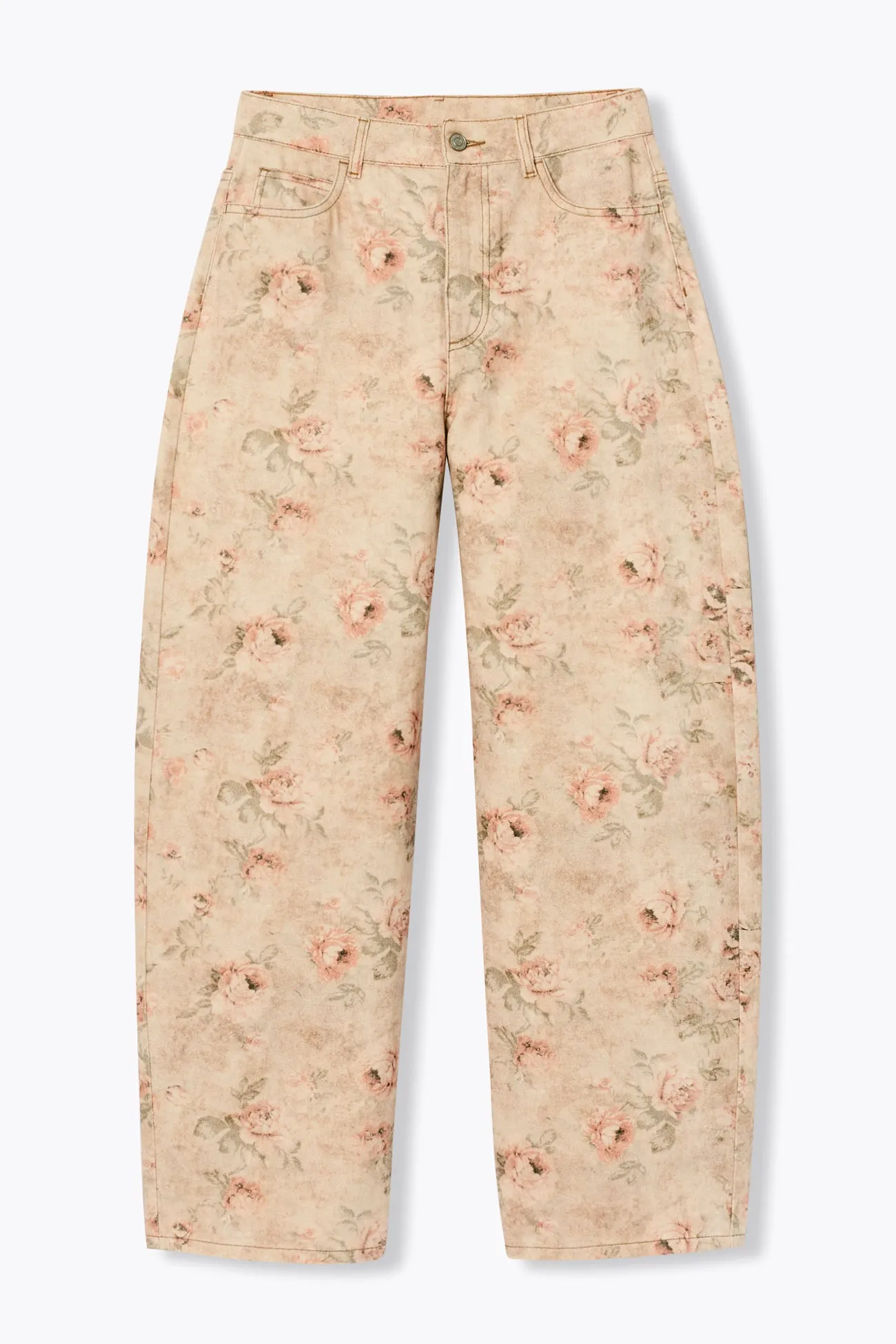 Pantalon barrel à fleurs