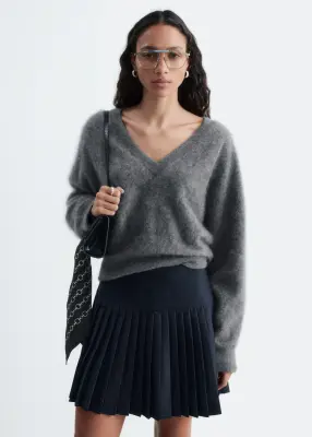 Mini jupe plissée - Bleu foncé — photo 2