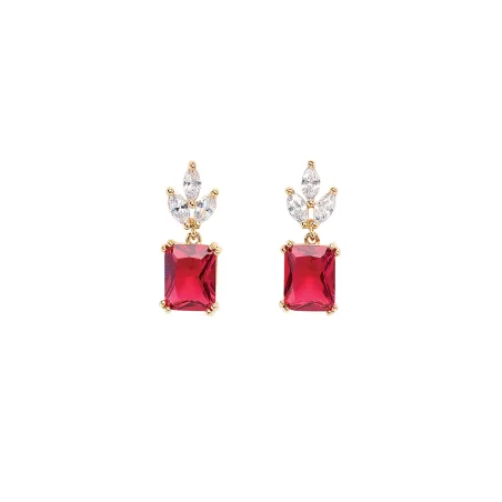 Boucle d'oreille Plaqué or - Oxyde de Zirconium Fuschia et blanc Go Mademoiselle 606630