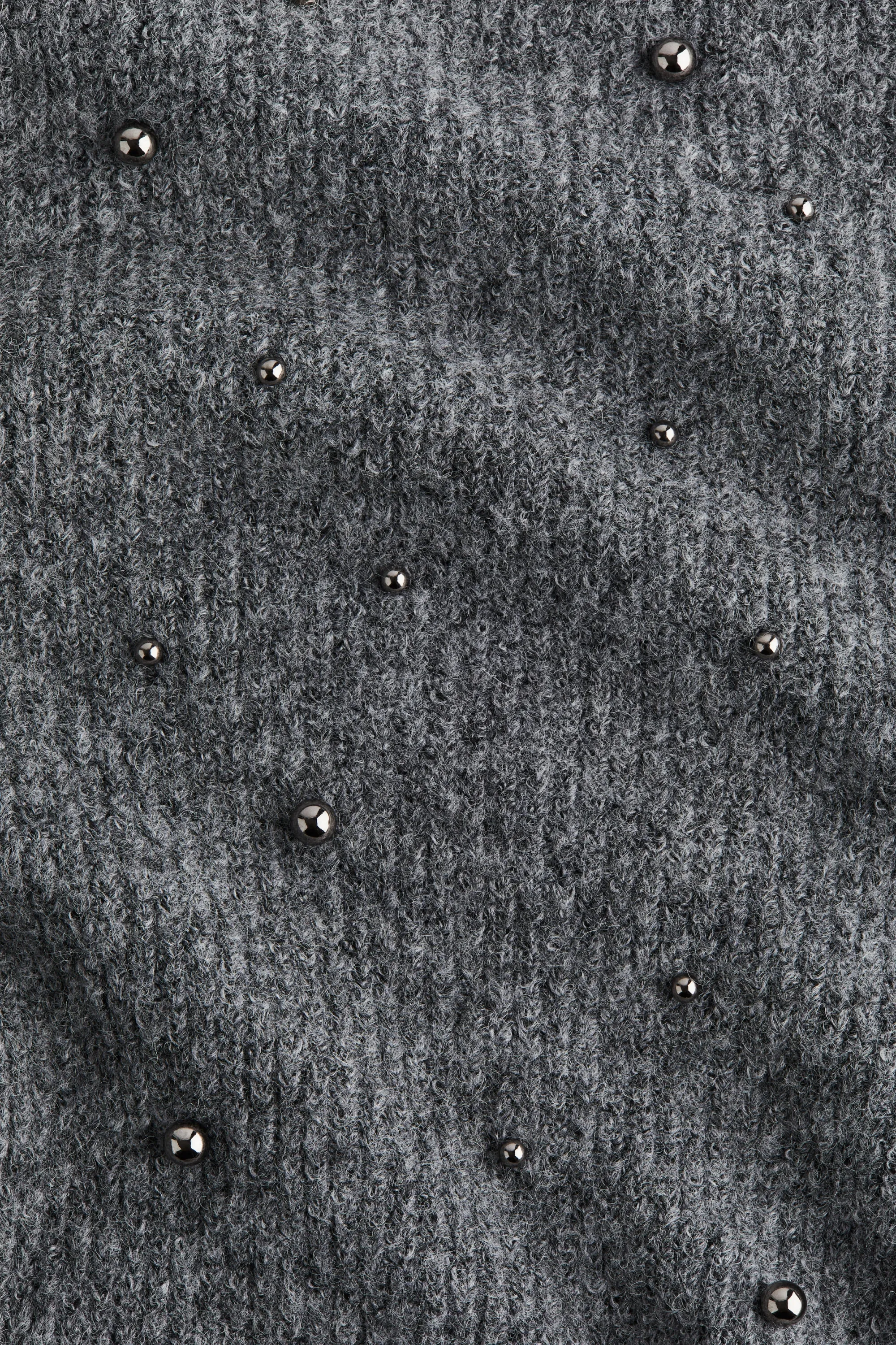 Top péplum avec perles fantaisie - Gris chiné