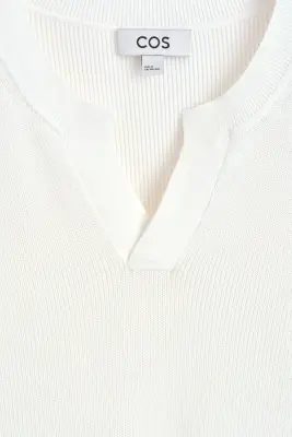 T-SHIRT HENLEY À COL OUVERT - ÉCRU — photo 4