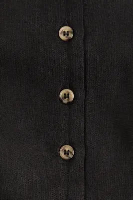 Gilet sans manches en lin mélangé - Noir — photo 4