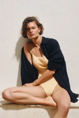 Maillot de bain paddé High Leg - Jaune clair — photo 1
