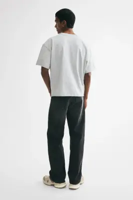 T-shirt boxy Oversized Fit - Gris clair chiné — photo 3