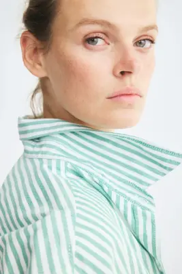 Chemise Oxford - Vert/rayures blanches — photo 3