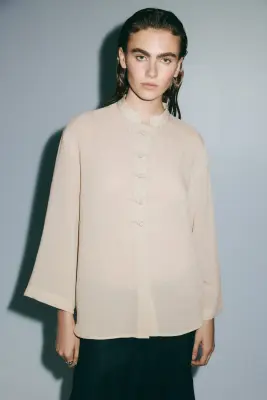 Blouse avec boutons noués - Beige — photo 1