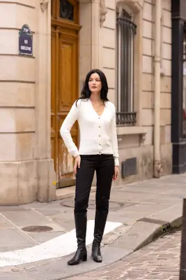Vince Cotton Cashmere Cardigan - Cream — photo 7