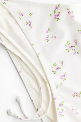 Bas de maillot Tanga à nouer - Blanc/fleuri — photo 4