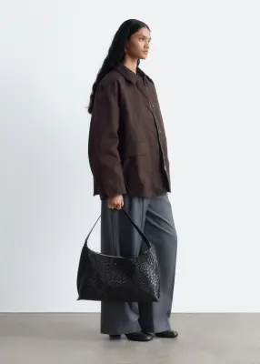 Veste utilitaire oversize à cordon de serrage - Marron foncé — photo 4