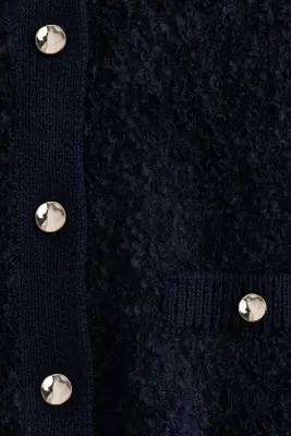 Gilet sans manches en maille bouclette - Bleu marine — photo 5
