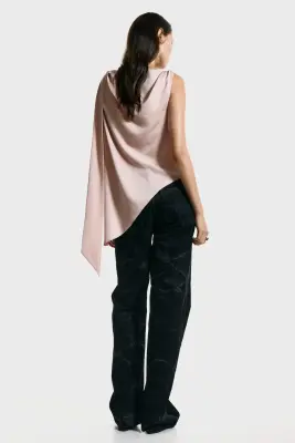 Top à effet drapé - Rose ancien — photo 4