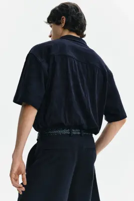 Chemise Relaxed Fit en jersey jacquard - Noir — photo 3