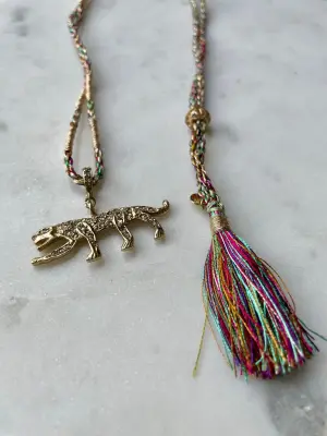 Nouveau ! ROOM SERVICE JEWELRY Cordon Pompon Rose Vert — photo 3