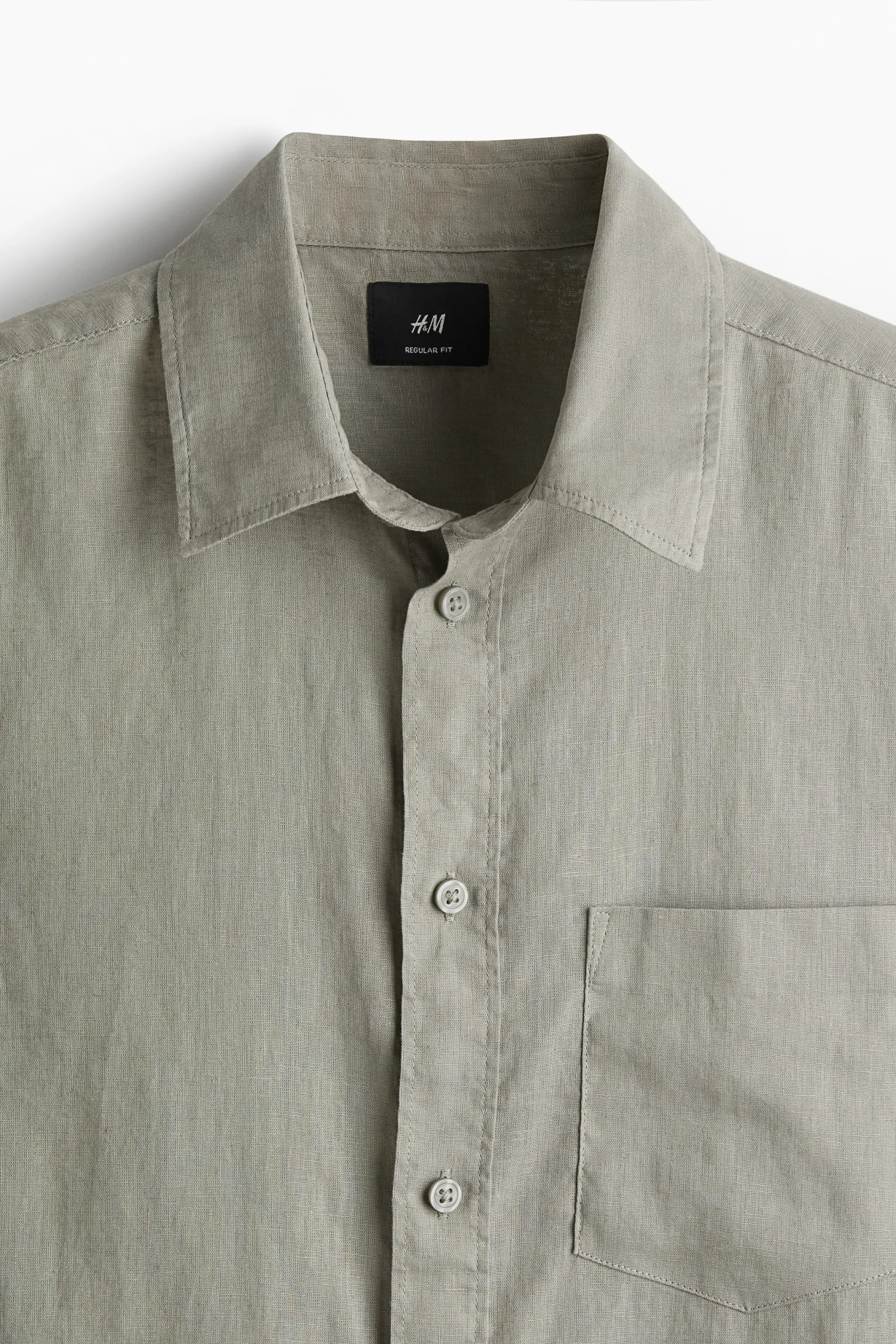 Chemise Regular Fit en lin mélangé - Vert kaki