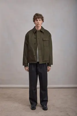 A-2 Military Jacket - Satin de coton Vert Foncé — photo 2