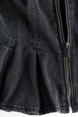 Blouse péplum en denim - Noir denim — photo 5