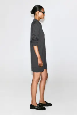 ROBE POLO EN LAINE MÉRINOS - GRIS CHINÉ — photo 2