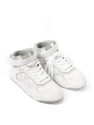 Baskets B27 High top montantes en cuir et tissu monogram blanc et gris Prix boutique 1000€ Taille 39 — photo 2