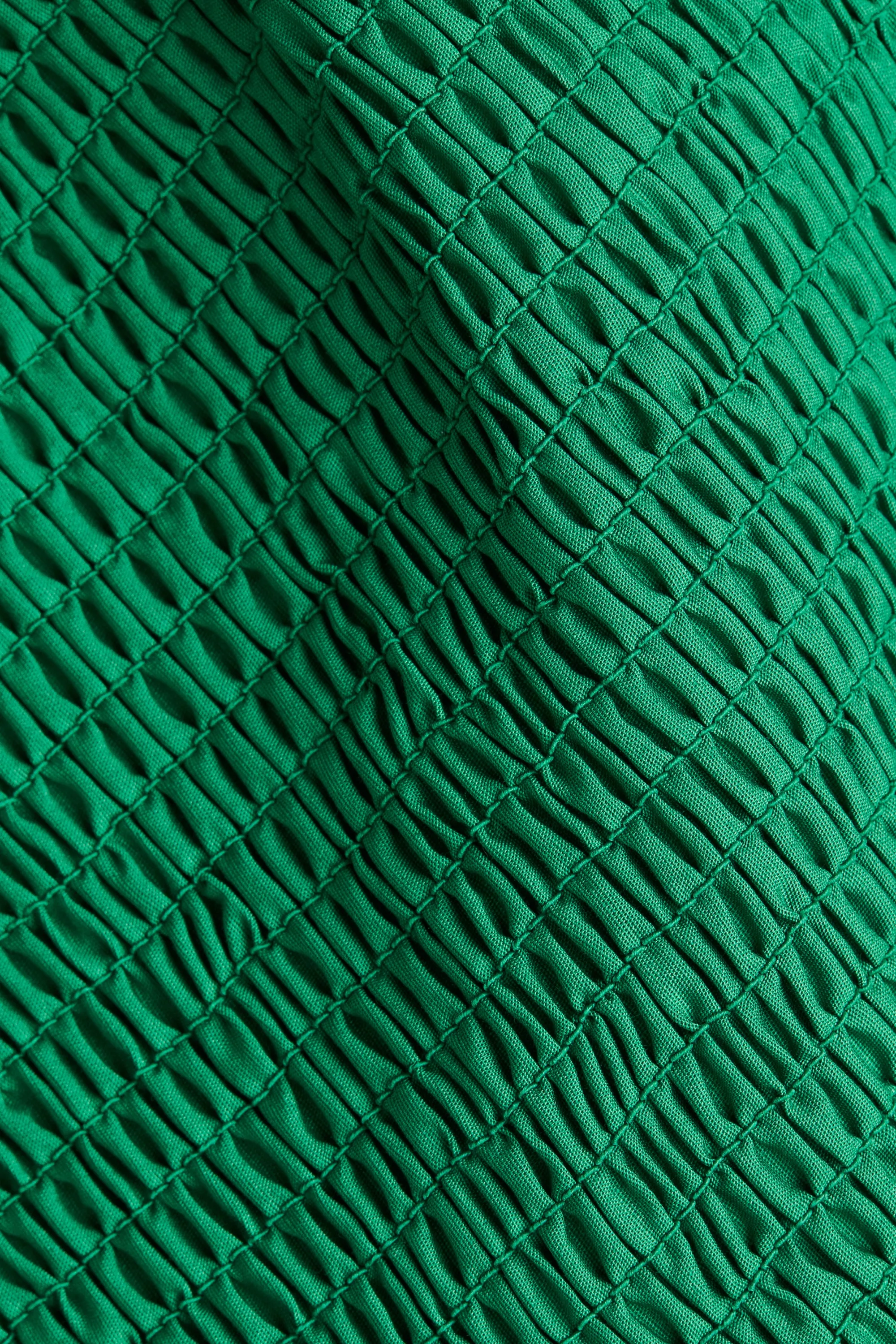 Robe en coton avec corsage smocké - Vert