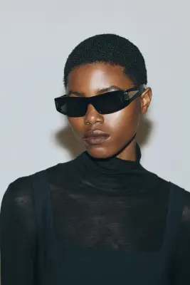 Robe froncée à encolure carrée - Noir — photo 1
