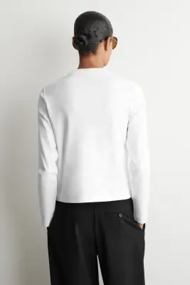 T-SHIRT À MANCHES LONGUES ÉPURÉ - BLANC — photo 3