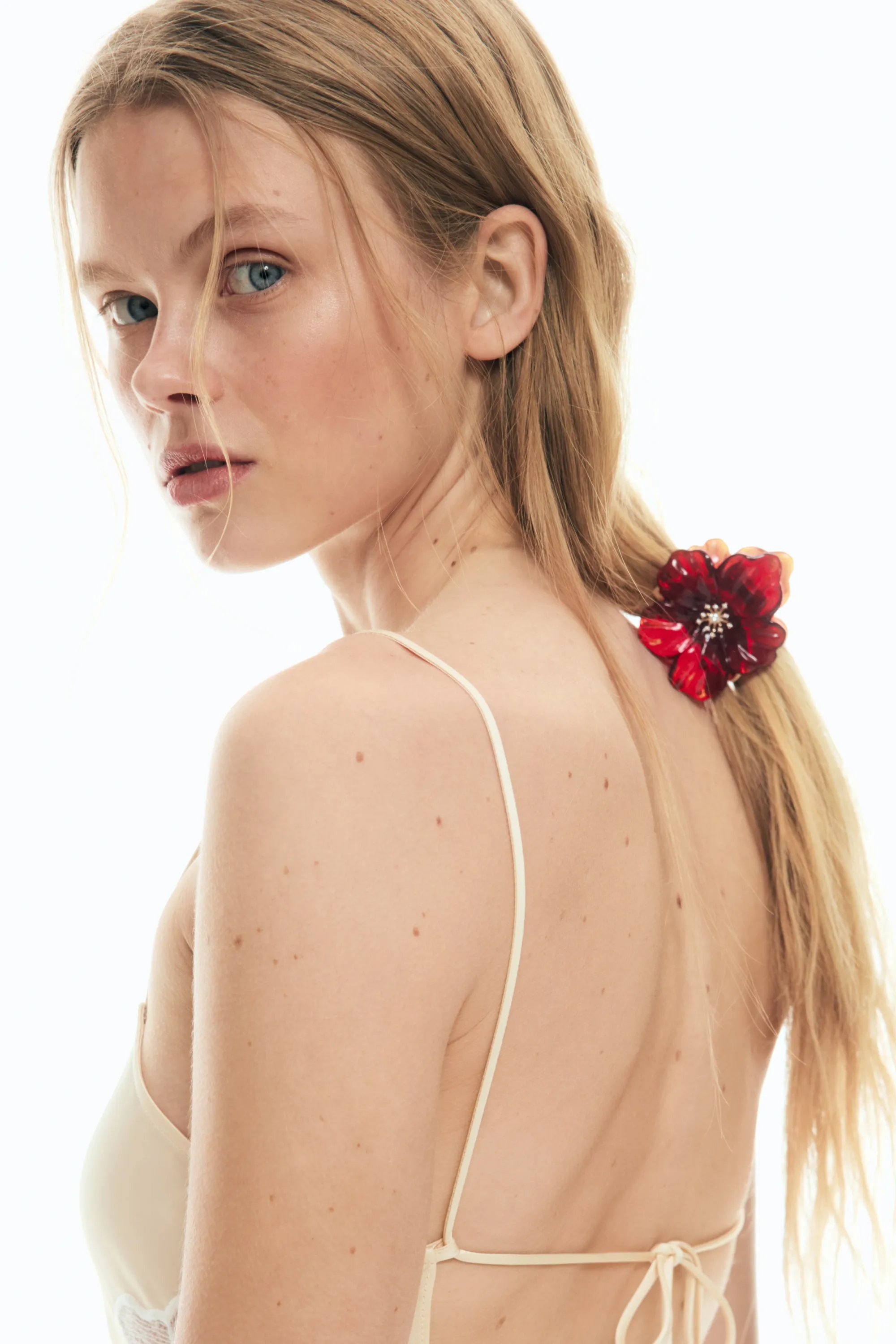 Pince à cheveux fleur - Rouge