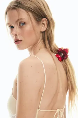 Pince à cheveux fleur - Rouge — photo 1