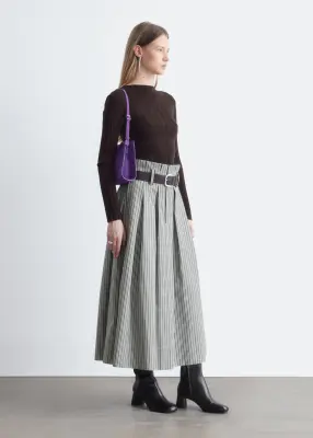 Jupe midi plissée - Gris/Rayé — photo 4