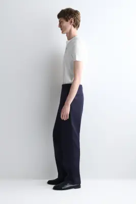 PANTALON FUSELÉ DÉCONTRACTÉ EN LIN - BLEU MARINE — photo 2