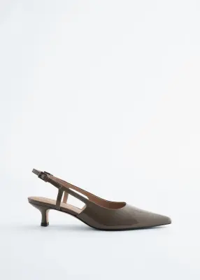 Escarpins à bride arrière en cuir verni - Gris foncé — photo 4