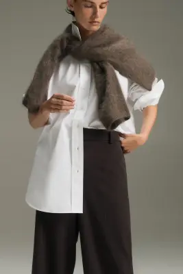 Pantalon chic à jambes larges - Marron foncé — photo 5
