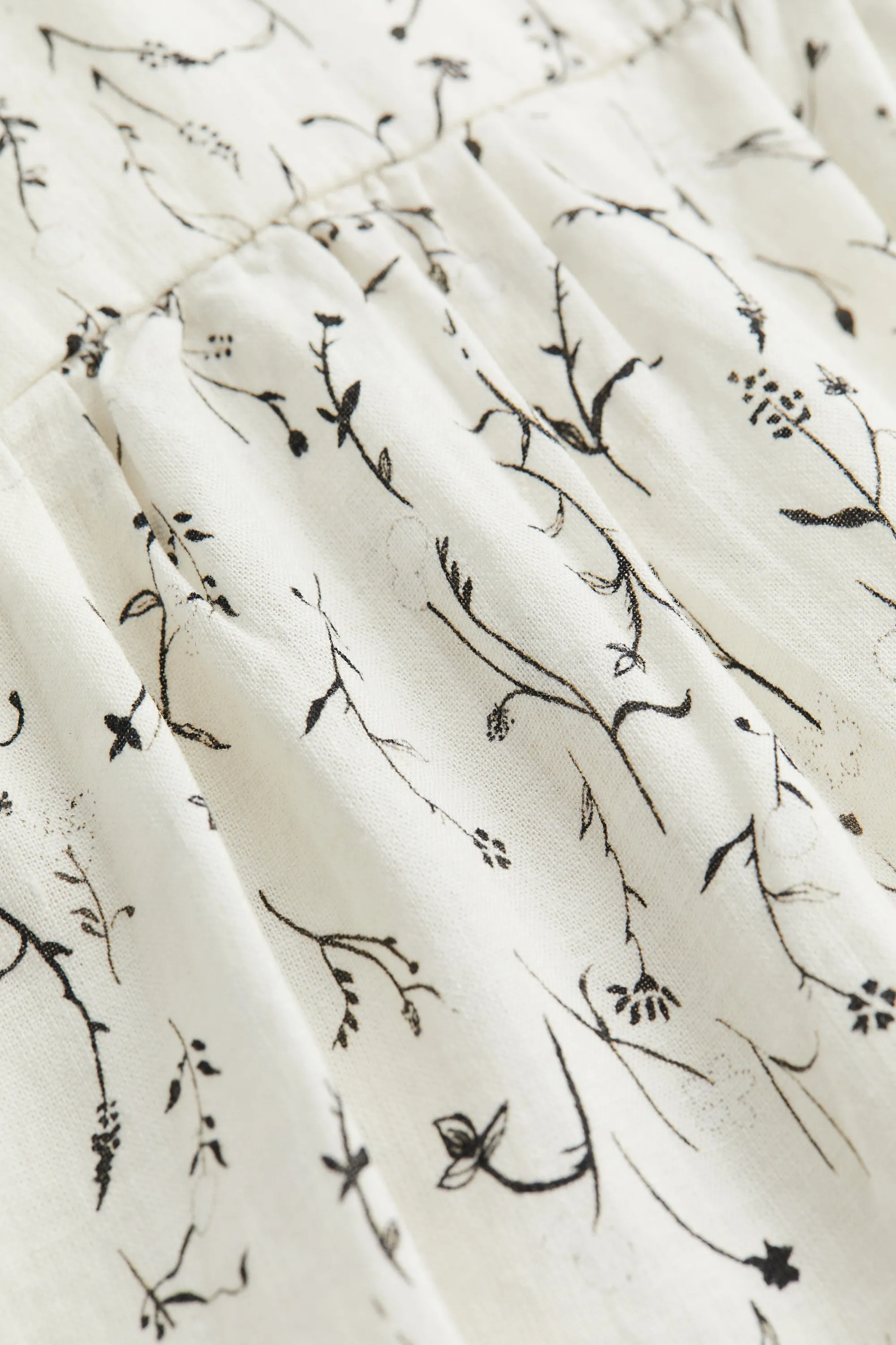 Robe en lin mélangé avec bretelles fines - Blanc/motif
