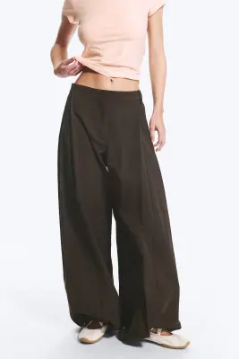 Pantalon ballon taille basse - Marron foncé — photo 1