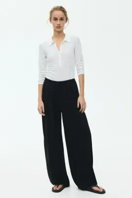 Pantalon à cordon avec jambes ballon - Noir — photo 1