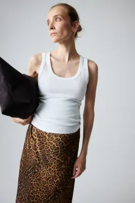 MAMA Slip skirt en satin - Marron foncé/imprimé léopard — photo 1