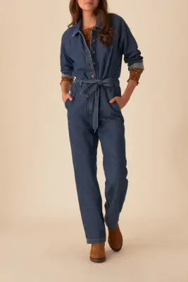 combi pantalon loustik denim bleu stone — photo 1