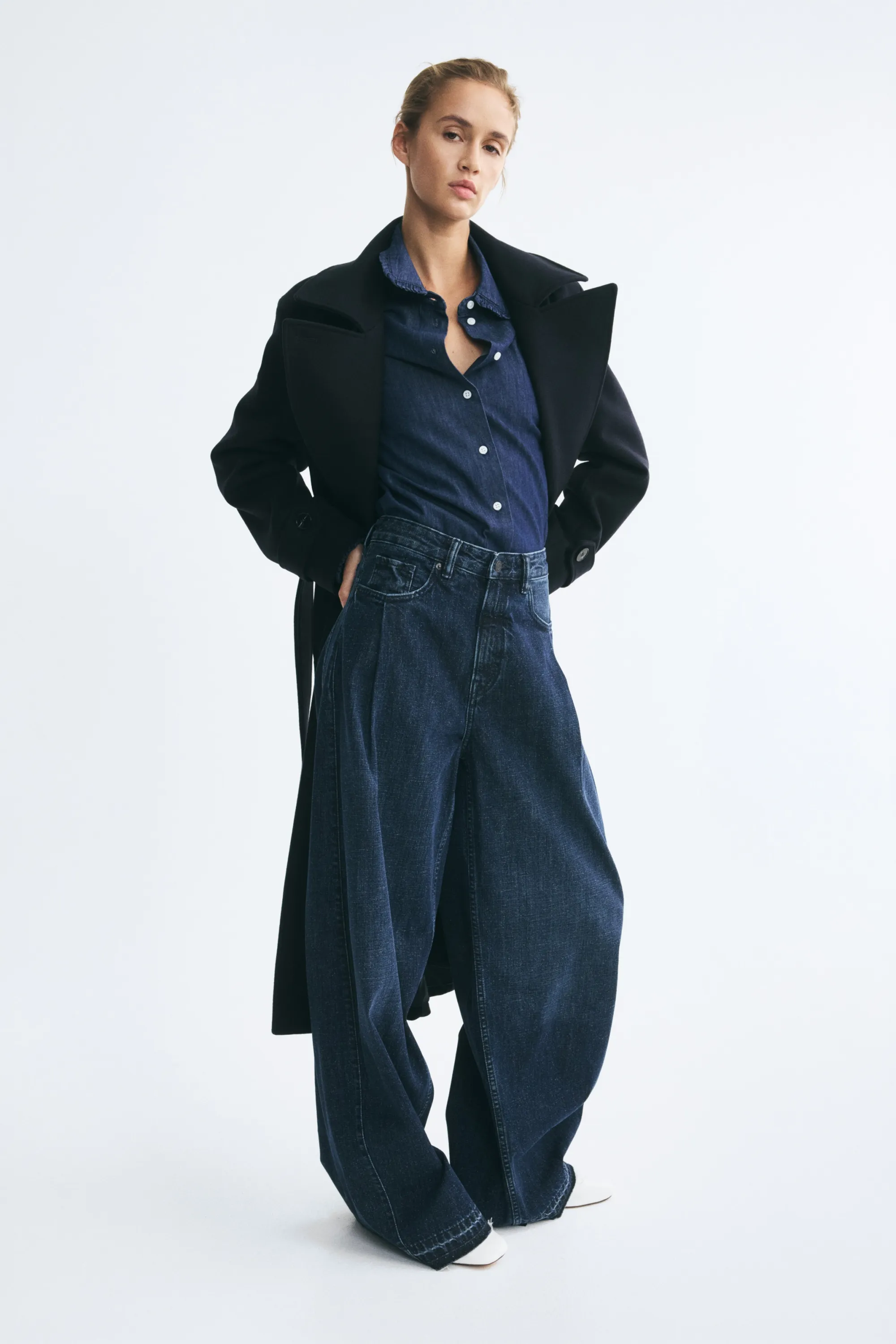 Chemise en popeline de coton - Bleu denim foncé