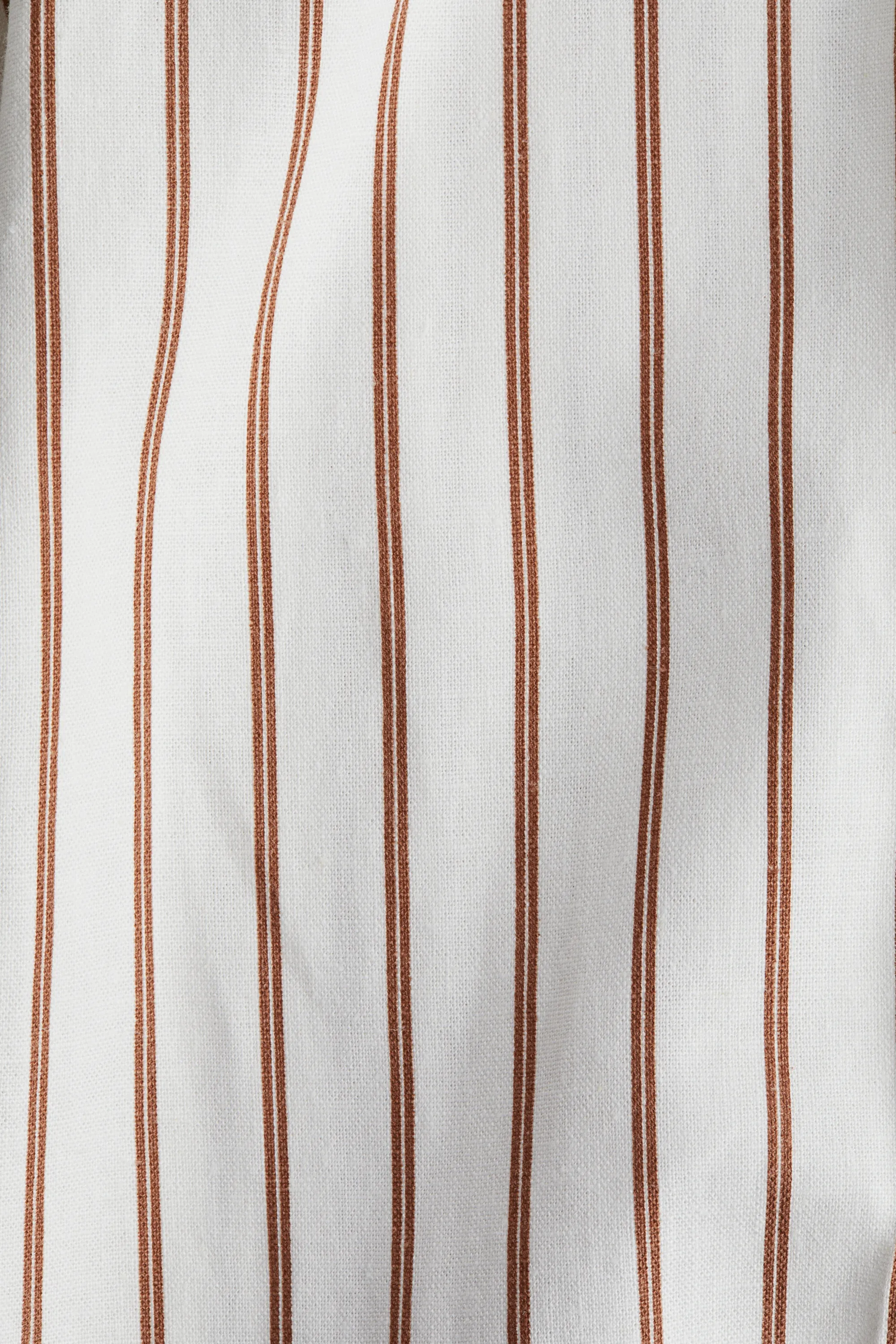 Pantalon large en lin mélangé - Blanc/rayures marron