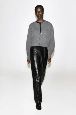 CARDIGAN EN LAINE MÉRINOS - GRIS CHINÉ — photo 2