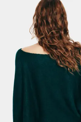 Pull à manches chauve-souris - Vert foncé — photo 3