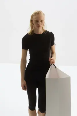 T-shirt côtelé Cooling Slim Fit - Noir — photo 1