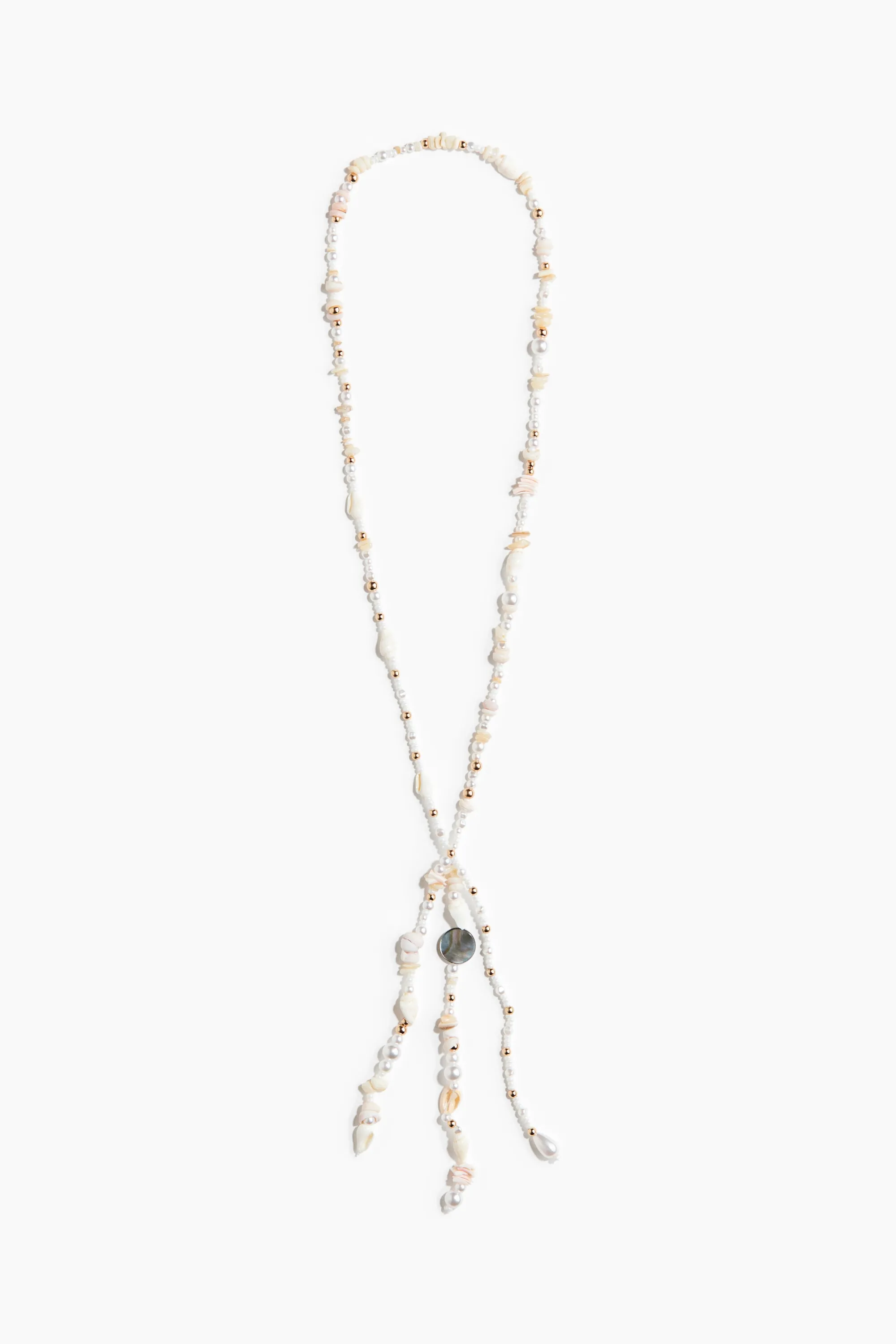 Collier avec perles fantaisie - Blanc/doré