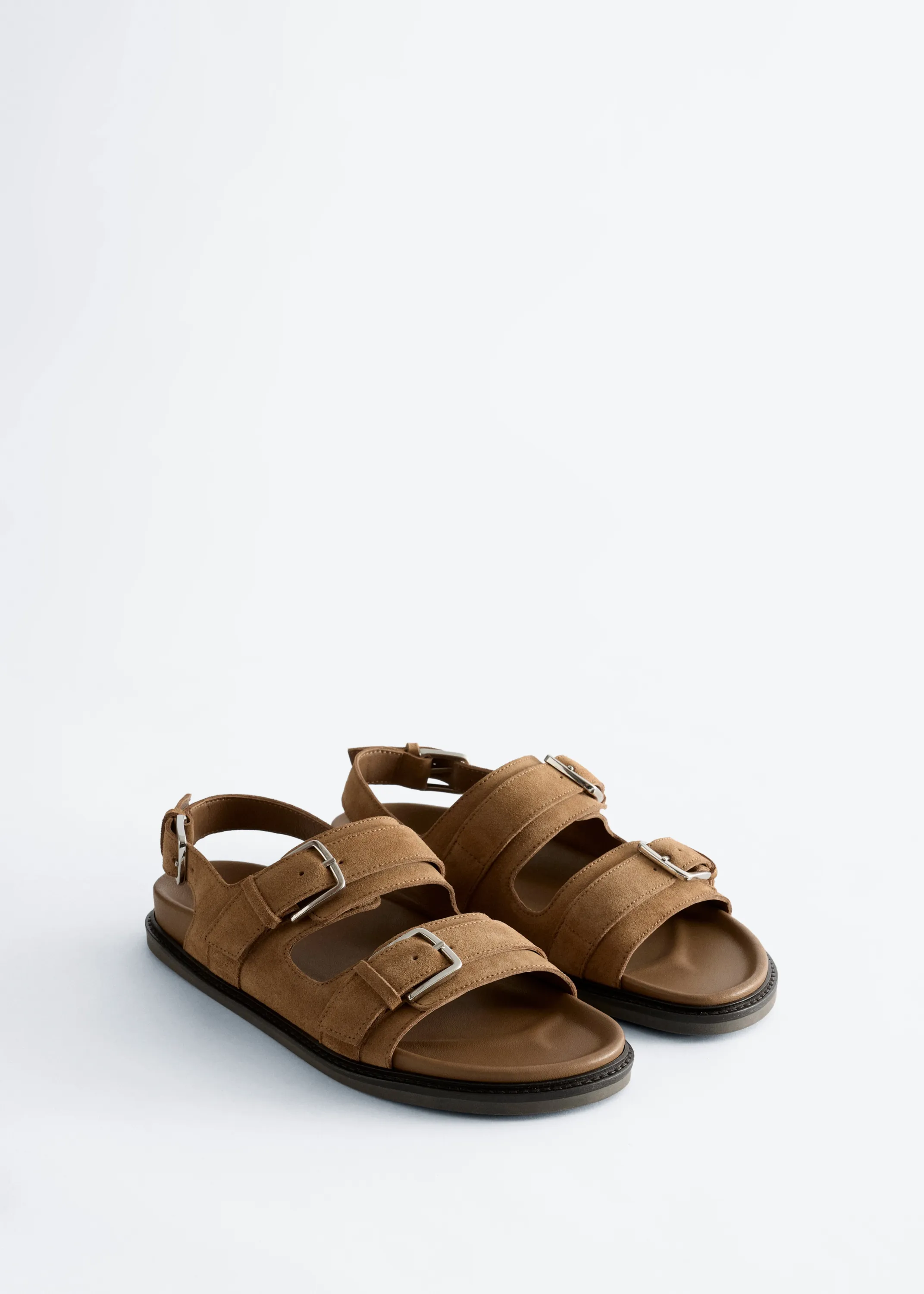 Sandales en cuir à boucle - Beige