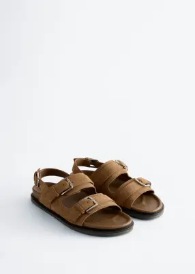 Sandales en cuir à boucle - Beige — photo 1