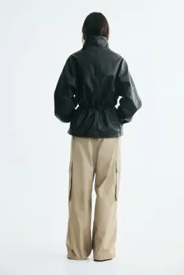 Veste oversize avec cordon de serrage à la taille - Noir — photo 4