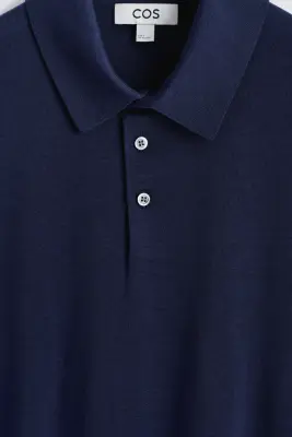 POLO SLIM EN MAILLE DE SOIE - BLEU — photo 5